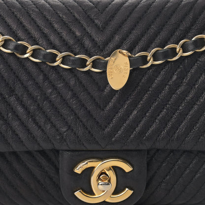 Chanel Wrinkled Lambskin Chevron Quilted Medium Surpique Flap Black 8 of 12