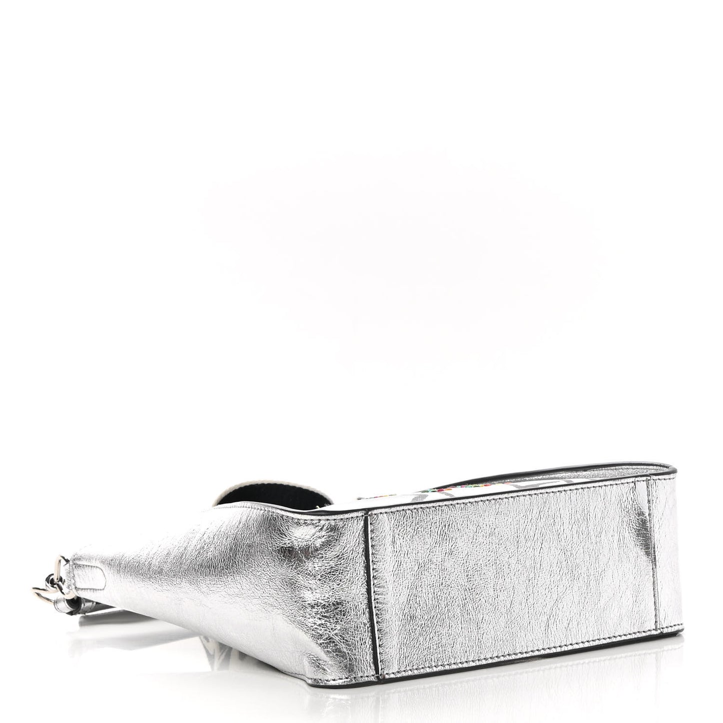 Metallic Eco Alter Nappa Embroidered Logo Stonewall Crossbody Bag Silver