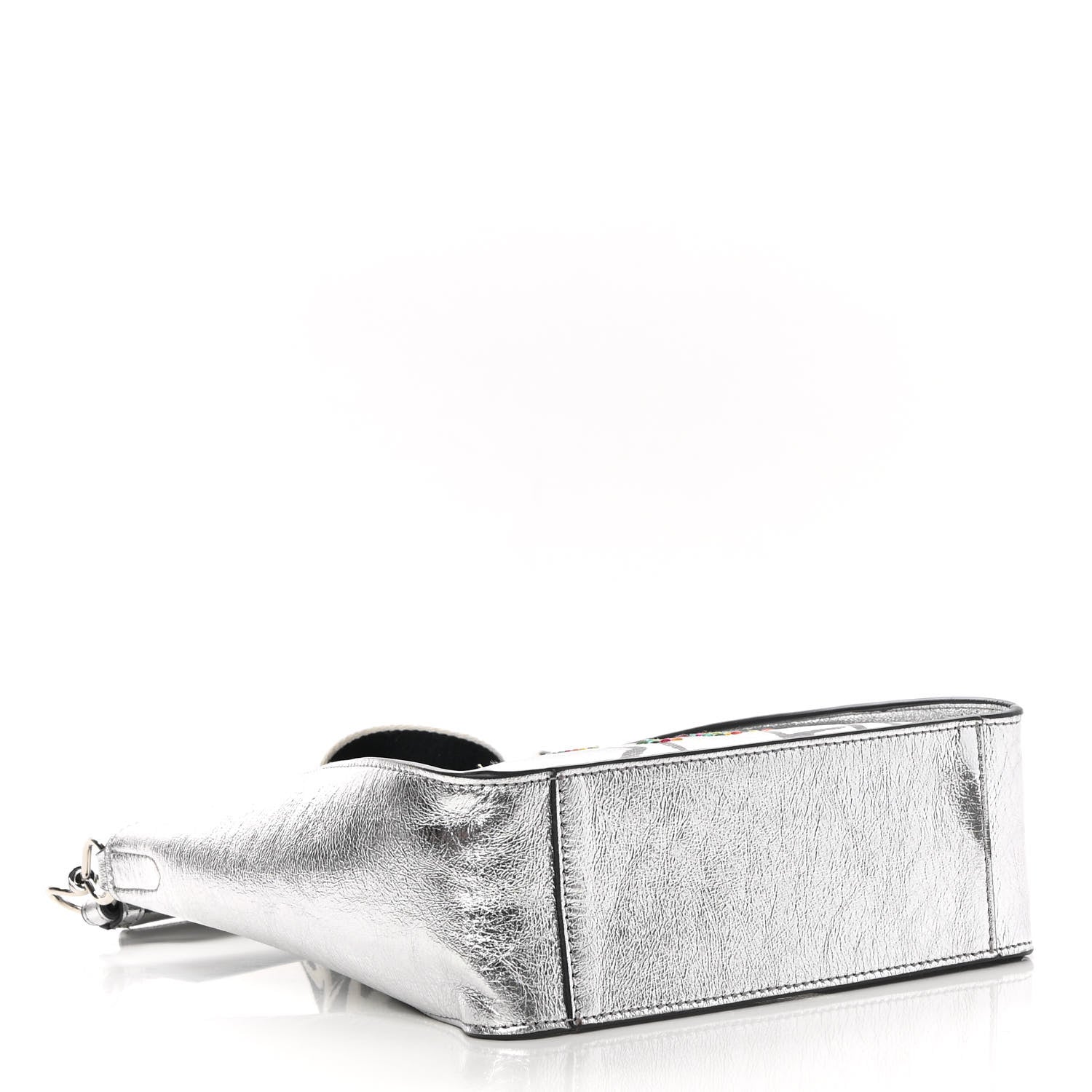 Stella McCartney Metallic Eco Alter Nappa Embroidered Logo Stonewall Crossbody Bag Silver 4 of 14