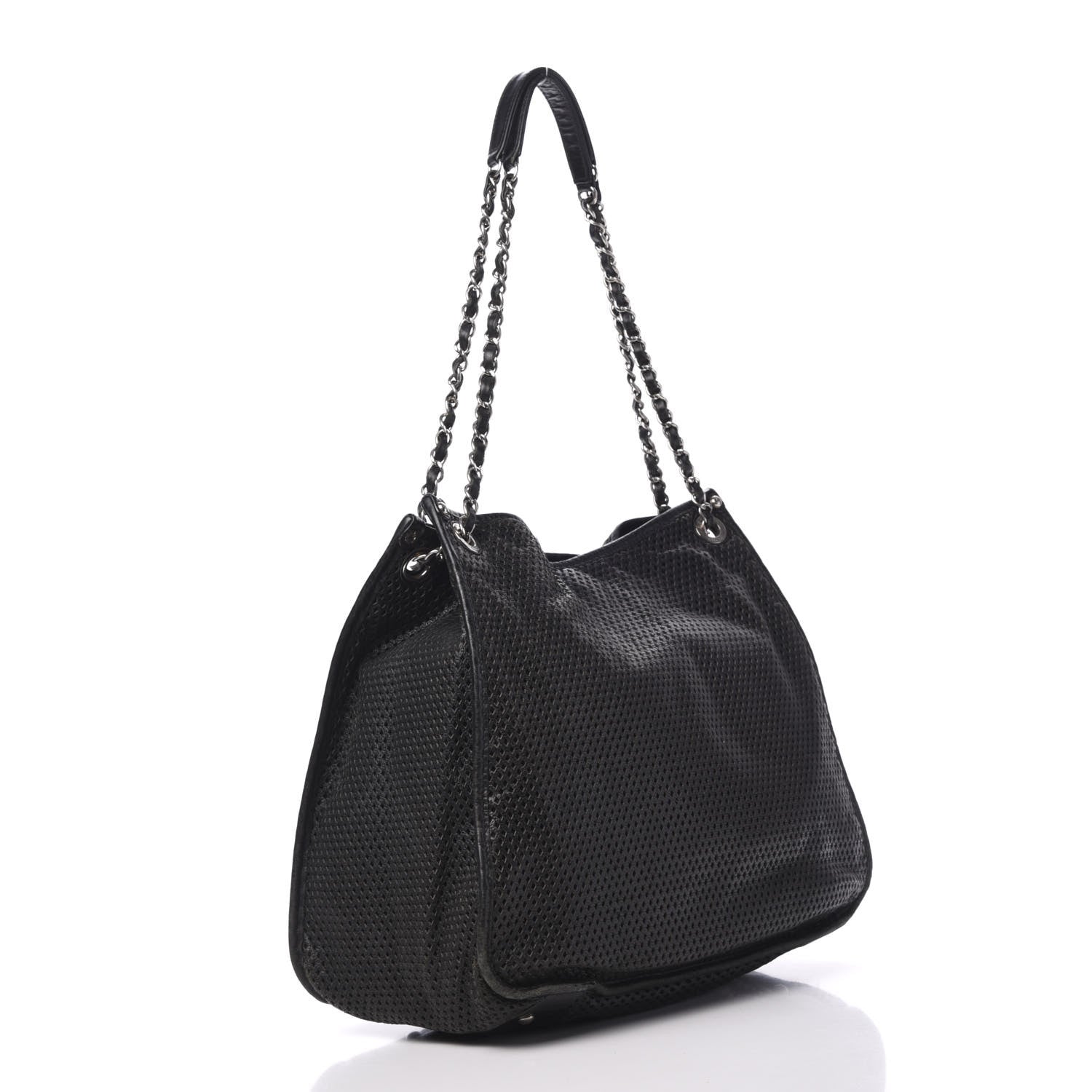 Chanel Calfskin Perforated Up In The Air Tote Black 2 of 14