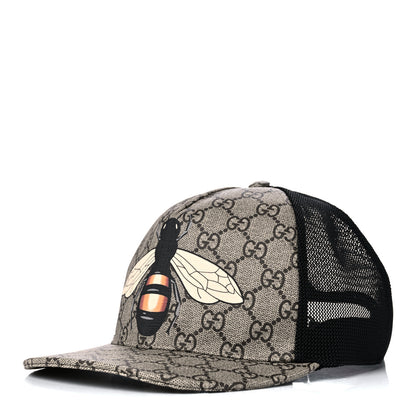 Gucci GG Supreme Monogram Bee Print Baseball Hat L Beige 1 of 10