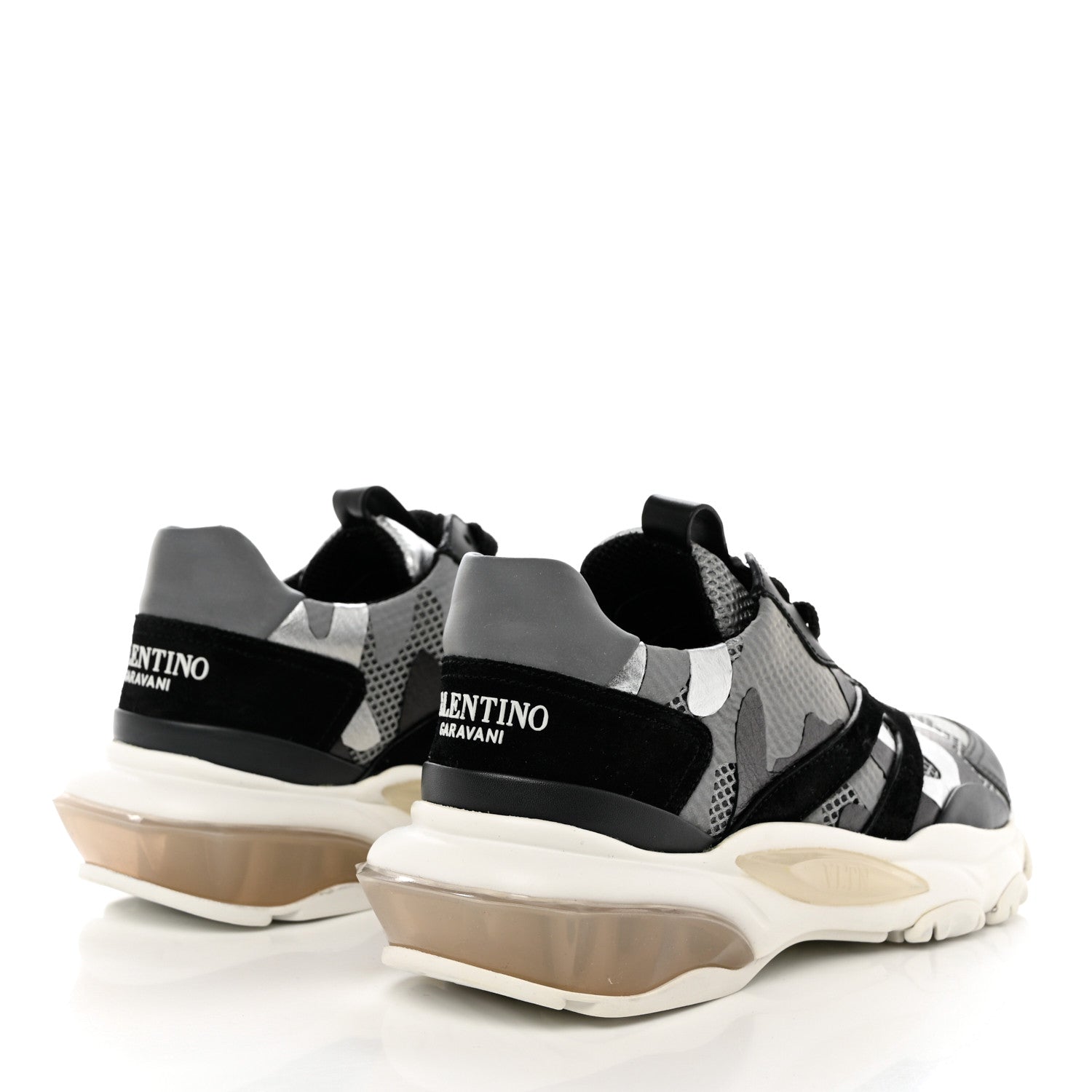 Valentino Garavani Calfskin Mesh Camo Womens Bounce Sneakers 37 Multicolor 4 of 8
