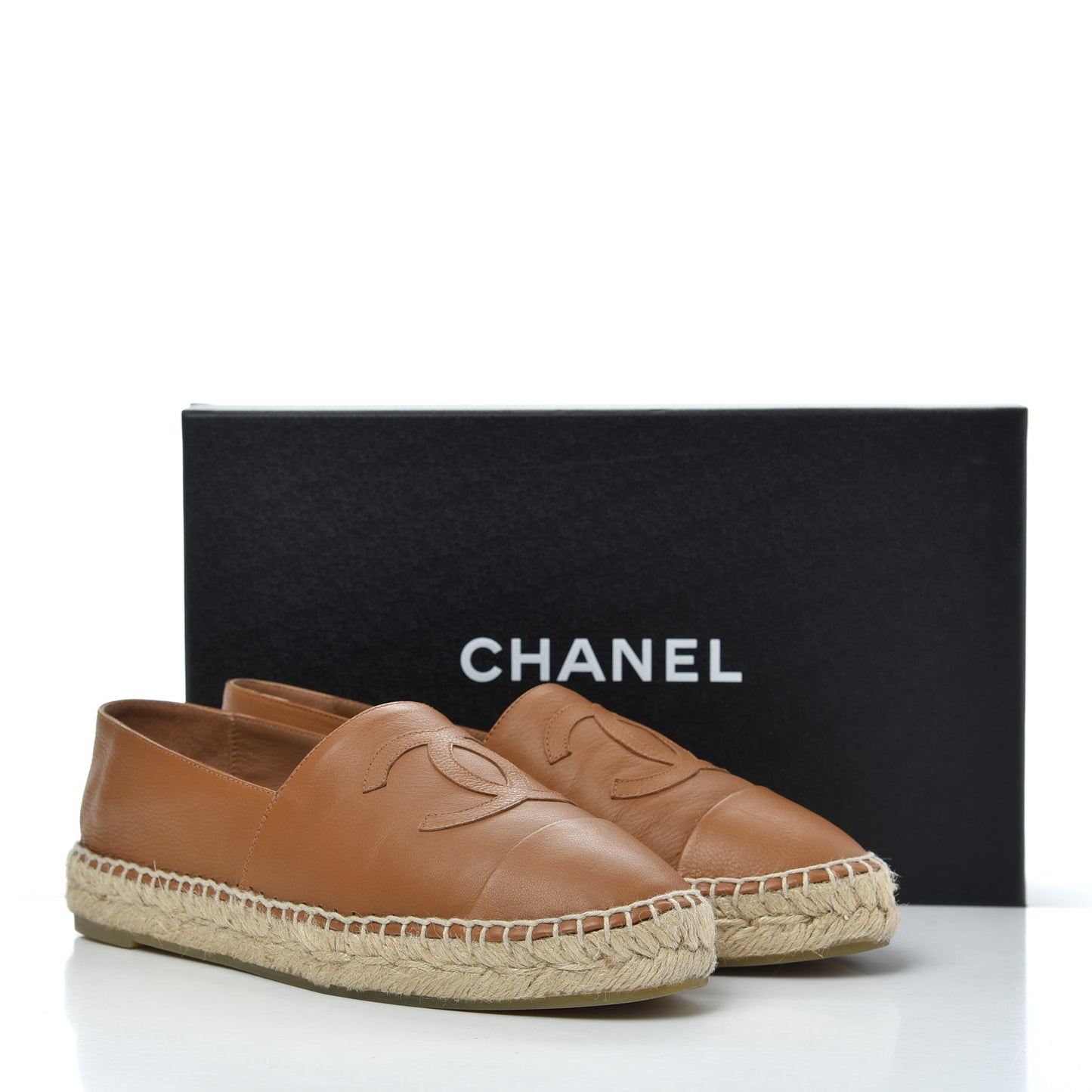 Calfskin CC Espadrilles 38 Light Brown