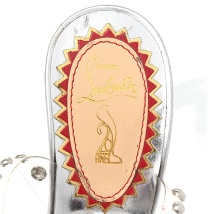Christian Louboutin PVC Specchio Calfskin Icone A Clous 100 Sandals 36.5 Version Silver 7 of 10