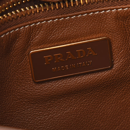 Prada Metallic Calfskin Embossed Tote Brown Gold 7 of 7