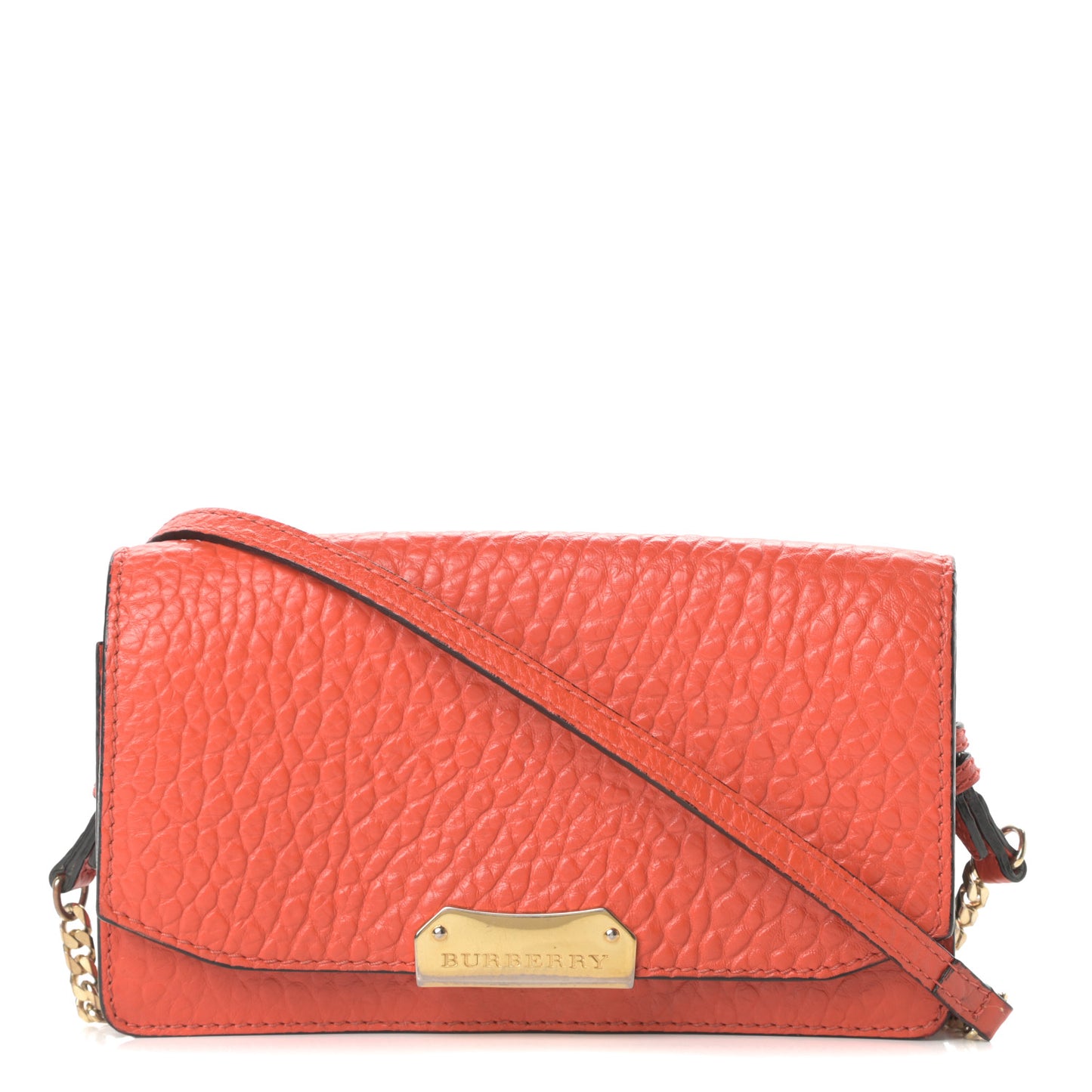 Signature Grain Small Madison Chain Clutch Orange