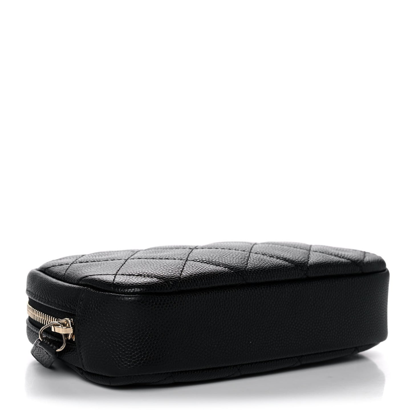 Caviar Quilted Small Curvy Pouch Cosmetic Case Black