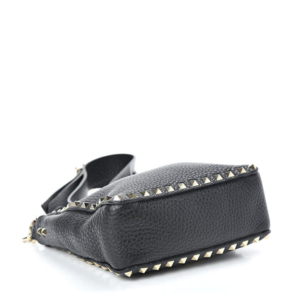Valentino Garavani Pebbled Calfskin Mini Rockstud Flip-Lock Messenger Bag Black 4 of 9
