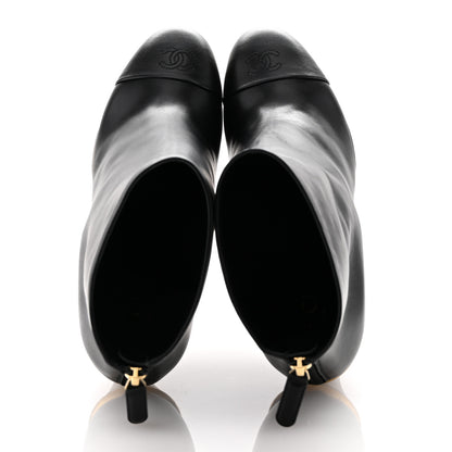 Chanel Lambskin Cap Toe Wedge Ankle Boots 42 Black 2 of 10