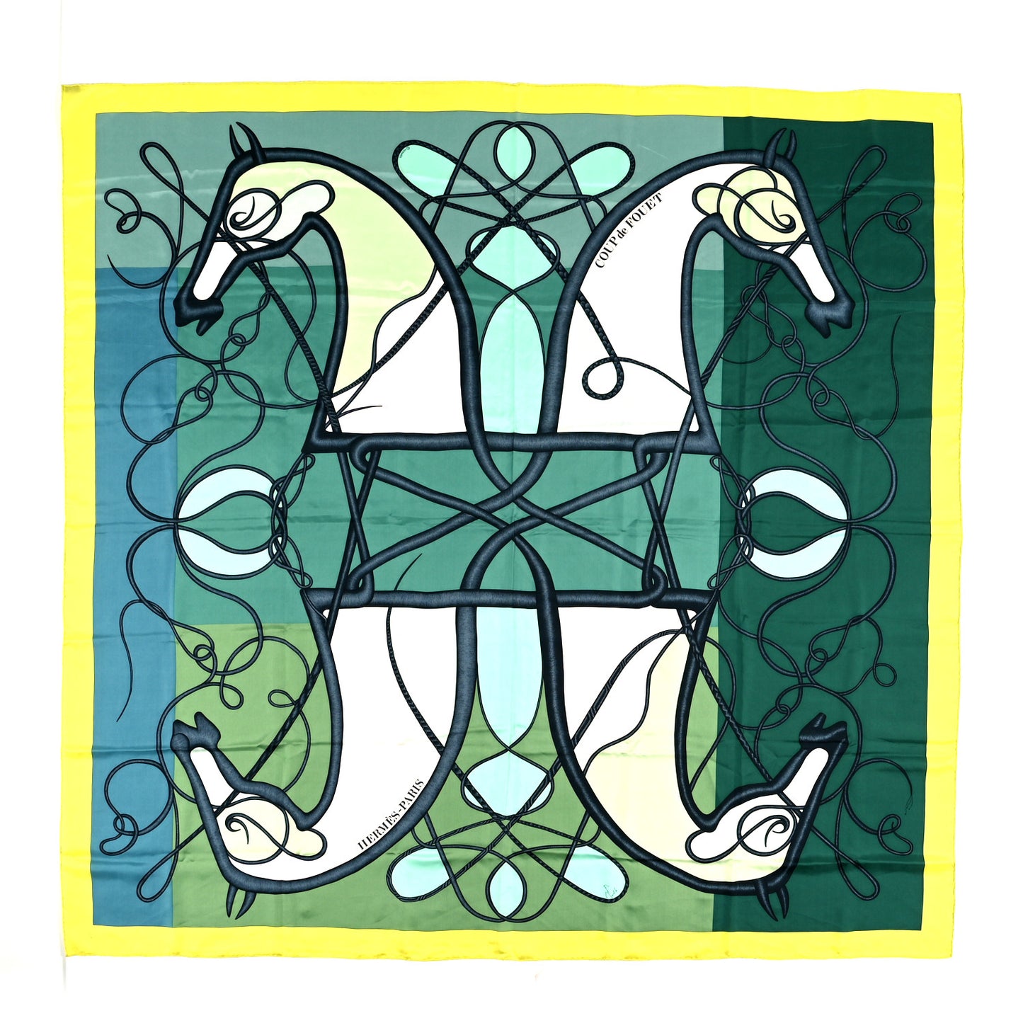 Silk Coup de Fouet Scarf 140 Vert Bleu