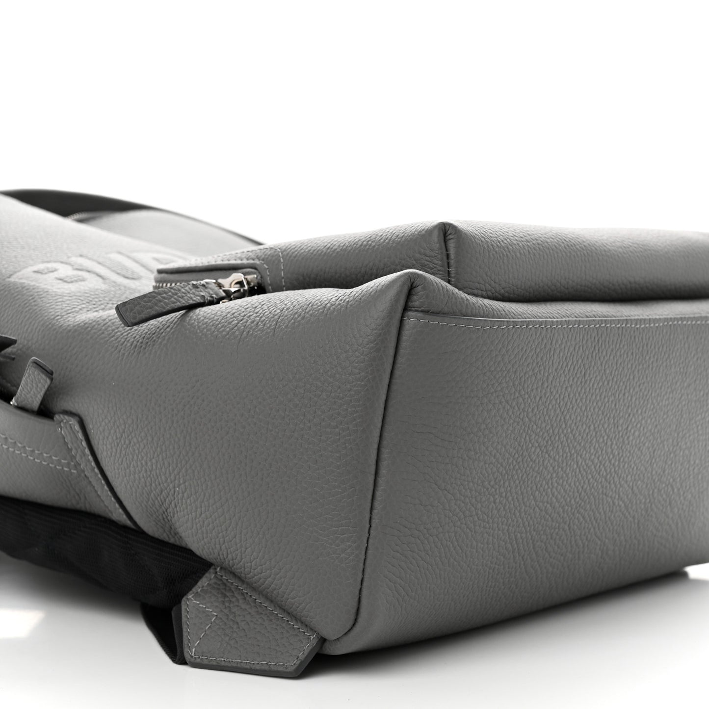 Calfskin Logo Embossed Backpack Charcoal Grey