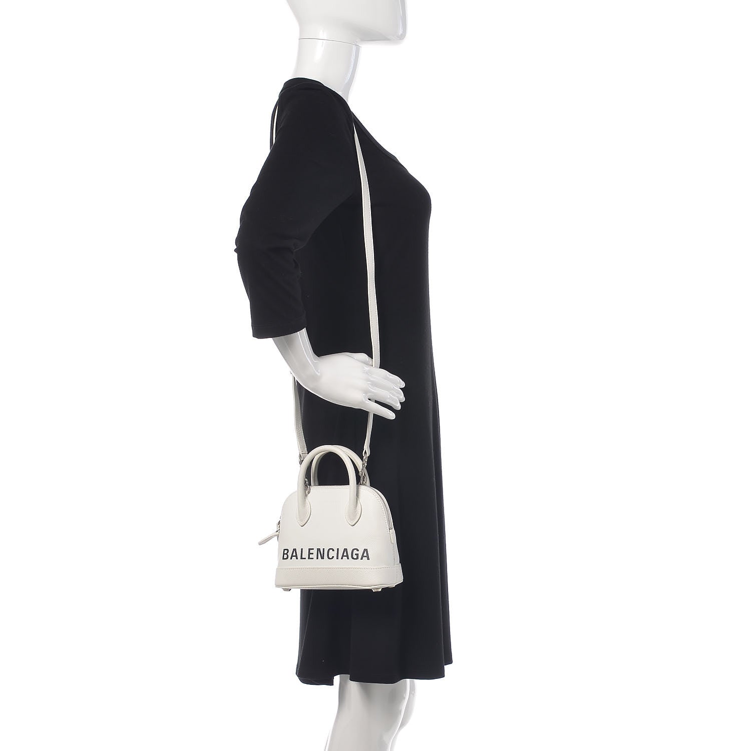 Balenciaga Grained Calfskin XXS Ville Top Handle Bag White Black 2 of 12