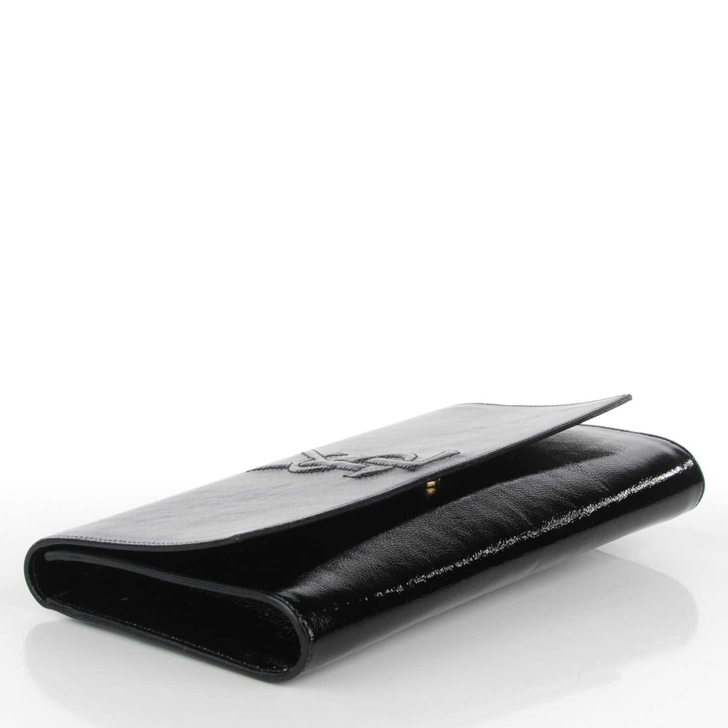 Textured Patent Monogram Large Belle De Jour Clutch Black