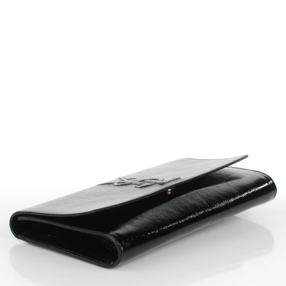 Saint Laurent Textured Patent Monogram Large Belle De Jour Clutch Black 4 of 7