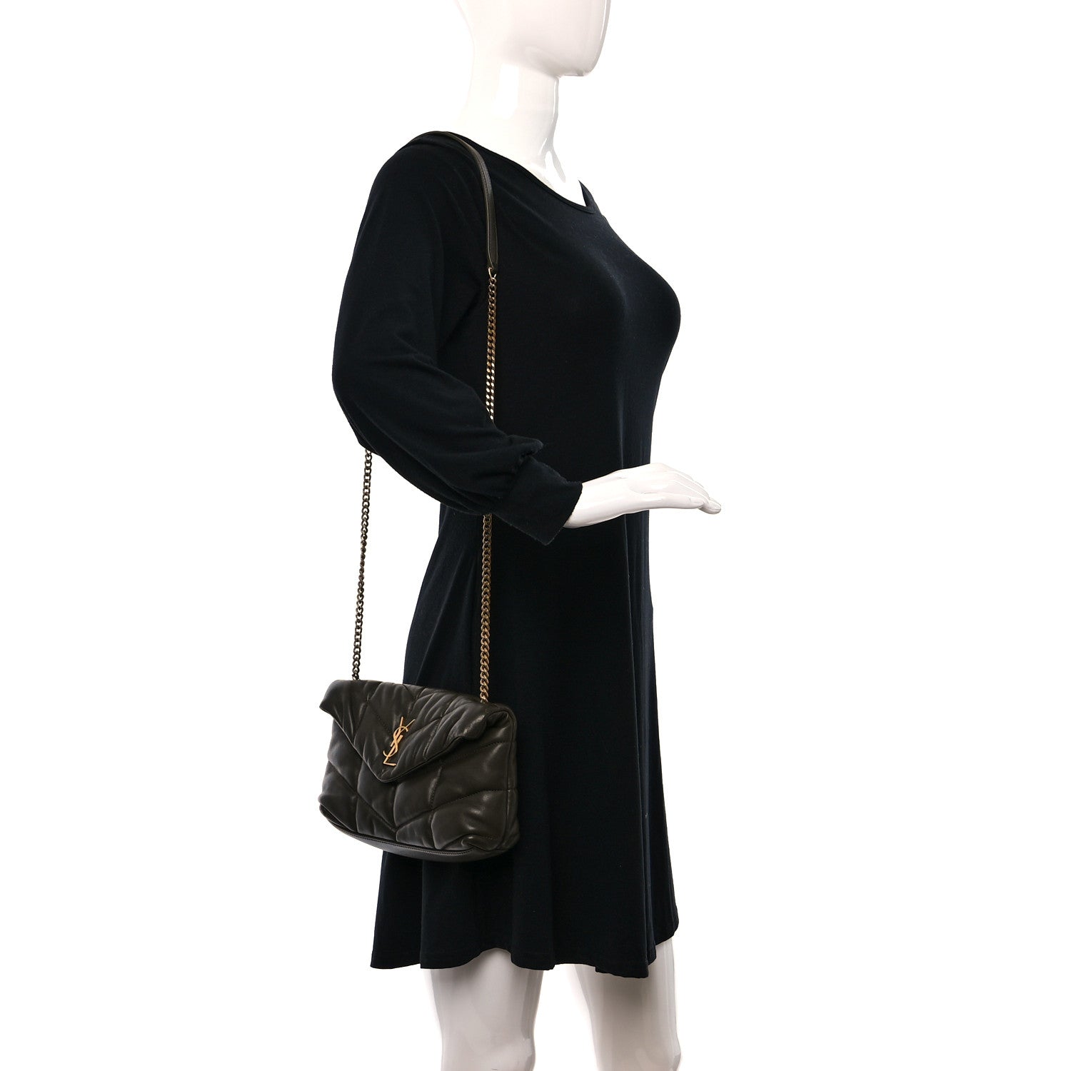 Saint Laurent Lambskin Quilted Toy Loulou Puffer Monogram Chain Satchel Seaweed 2 of 8
