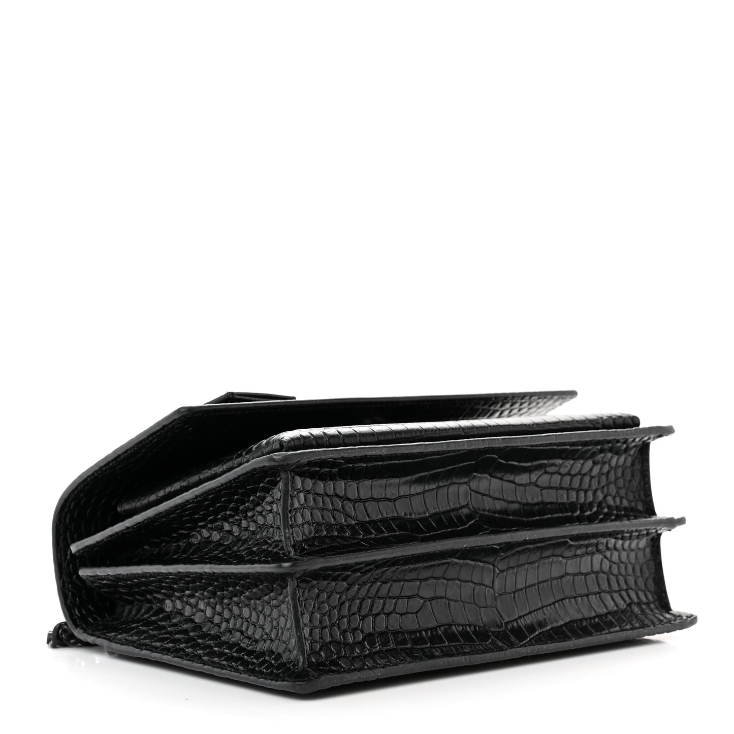 Calfskin Crocodile Embossed Medium Monochrome Monogram Sunset Black