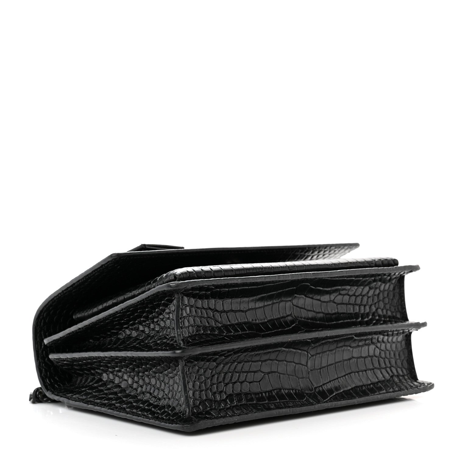 Saint Laurent Calfskin Crocodile Embossed Medium Monochrome Monogram Sunset Black 4 of 13