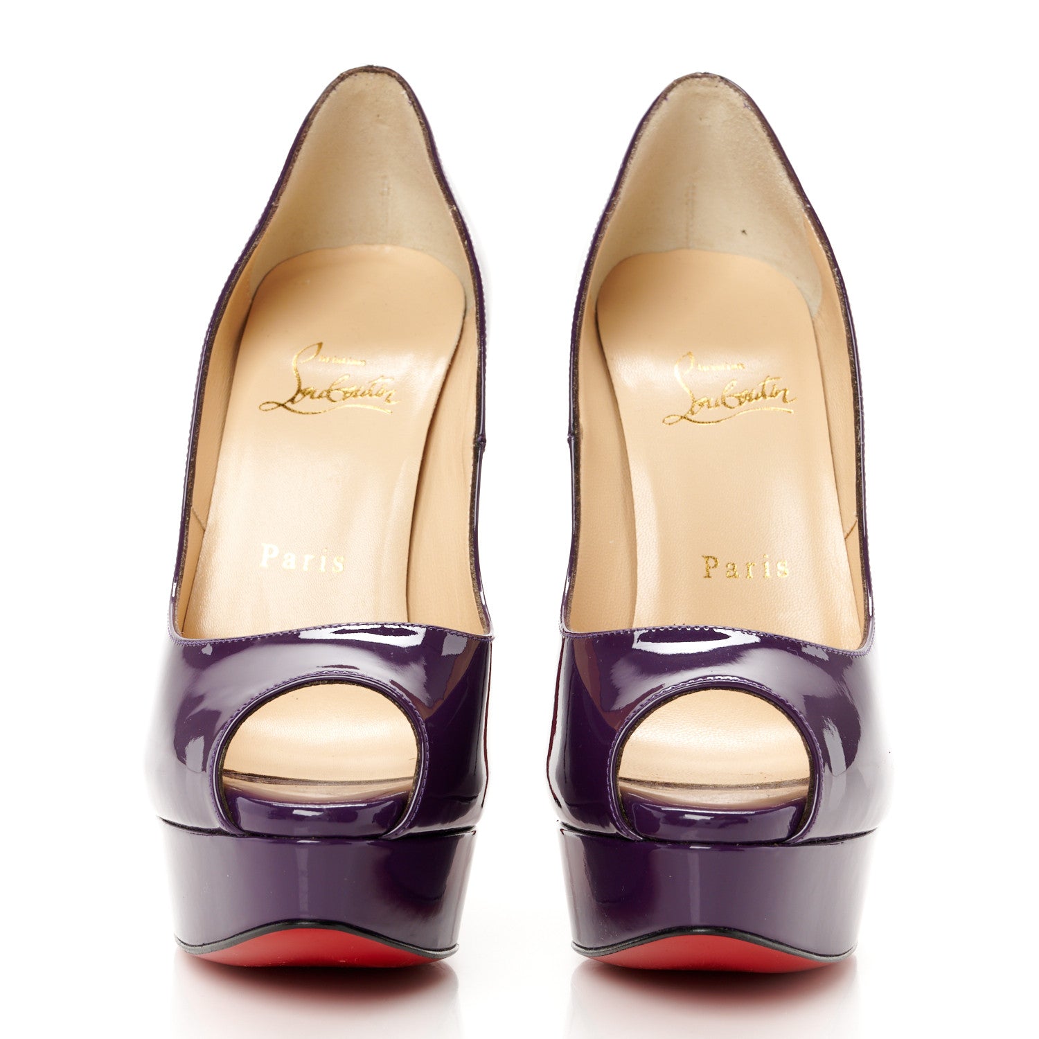 Christian Louboutin Patent Lady Peep 150 Pumps 37.5 Violet 3 of 9