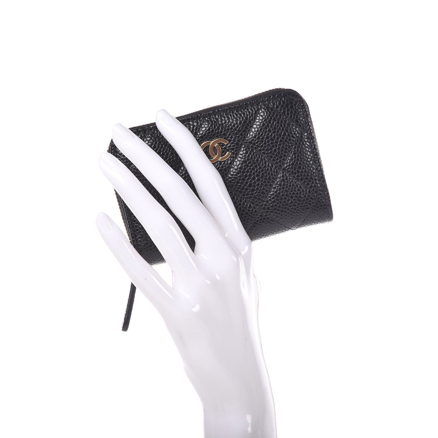Caviar Quilted Zip Coin Purse Black