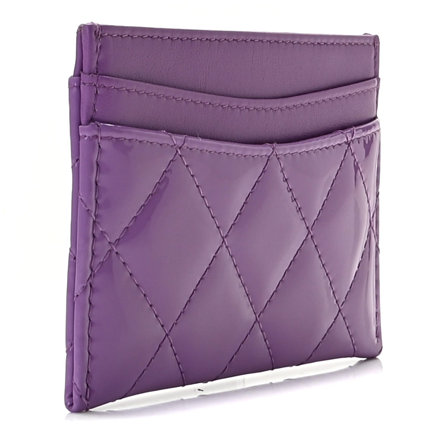 Chanel Patent Quilted Card Holder Purple 6 of 10