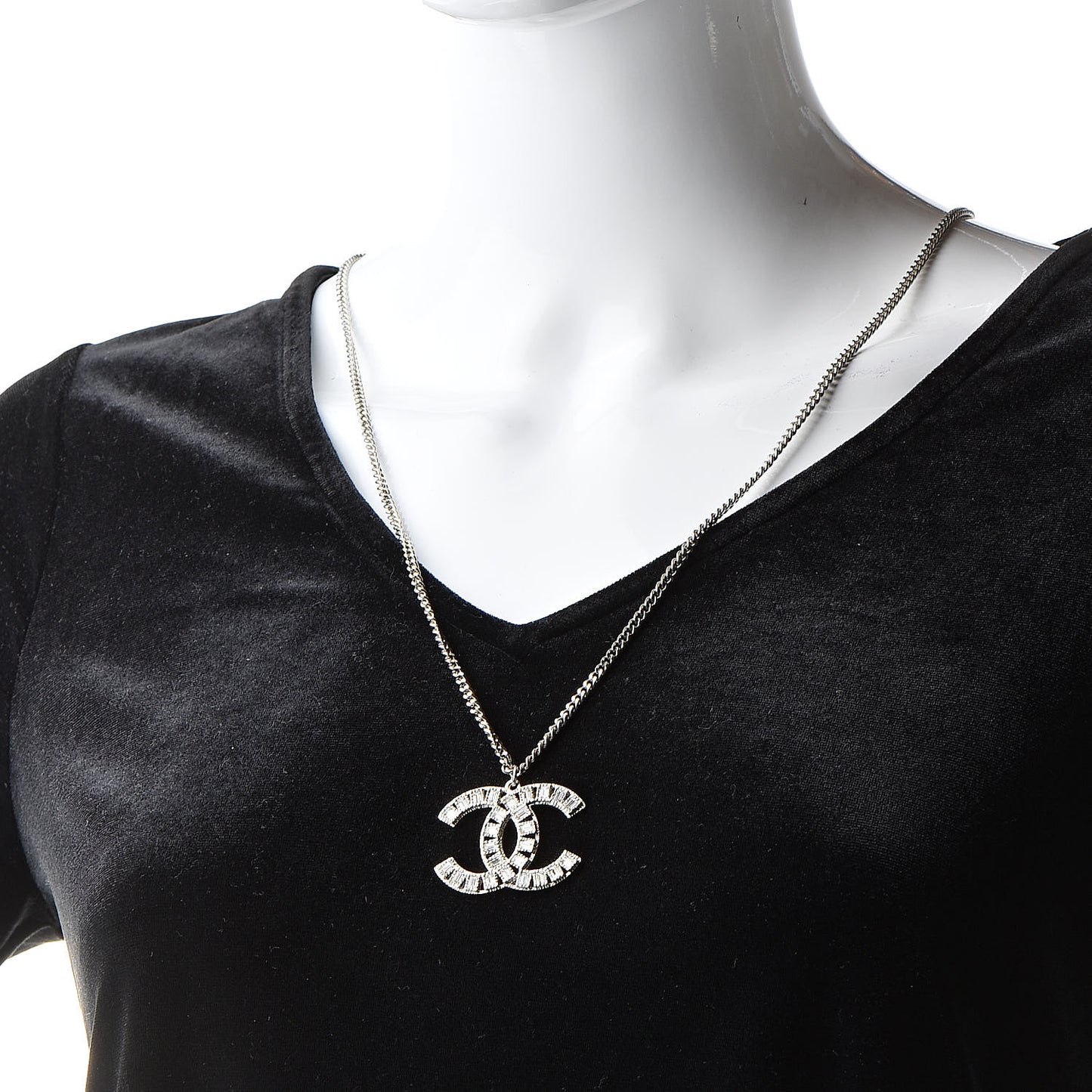 Baguette Crystal CC Necklace Silver