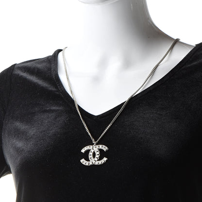 Chanel Baguette Crystal CC Necklace Silver 2 of 7