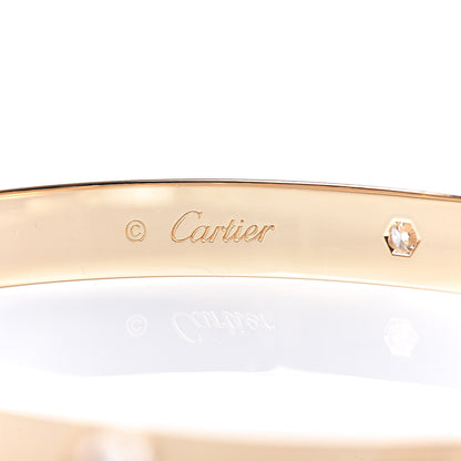 Cartier 18K Yellow Gold 4 Diamond LOVE Bracelet 19 5 of 8