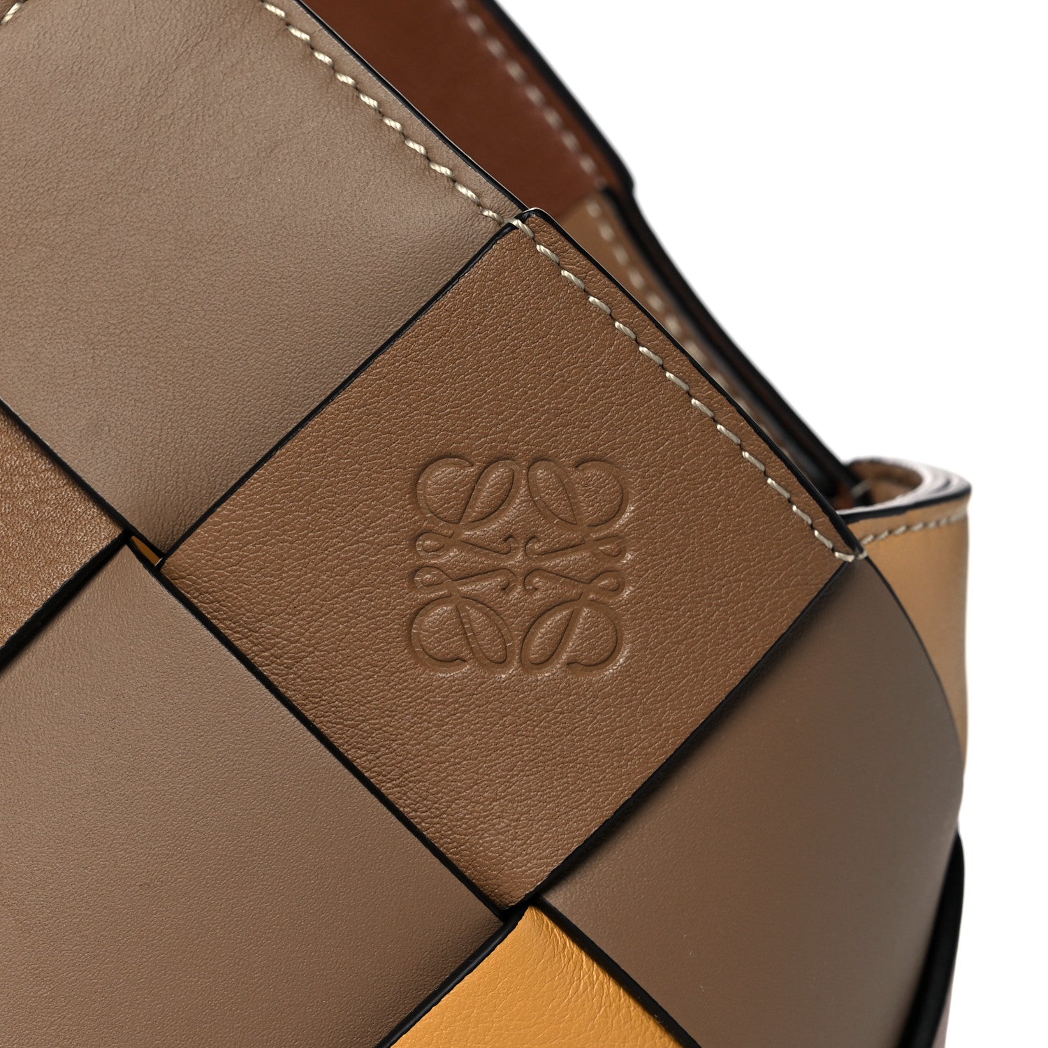Loewe Calfskin Small Woven Basket Surplus Bag Hazelnut Camel 8 of 11