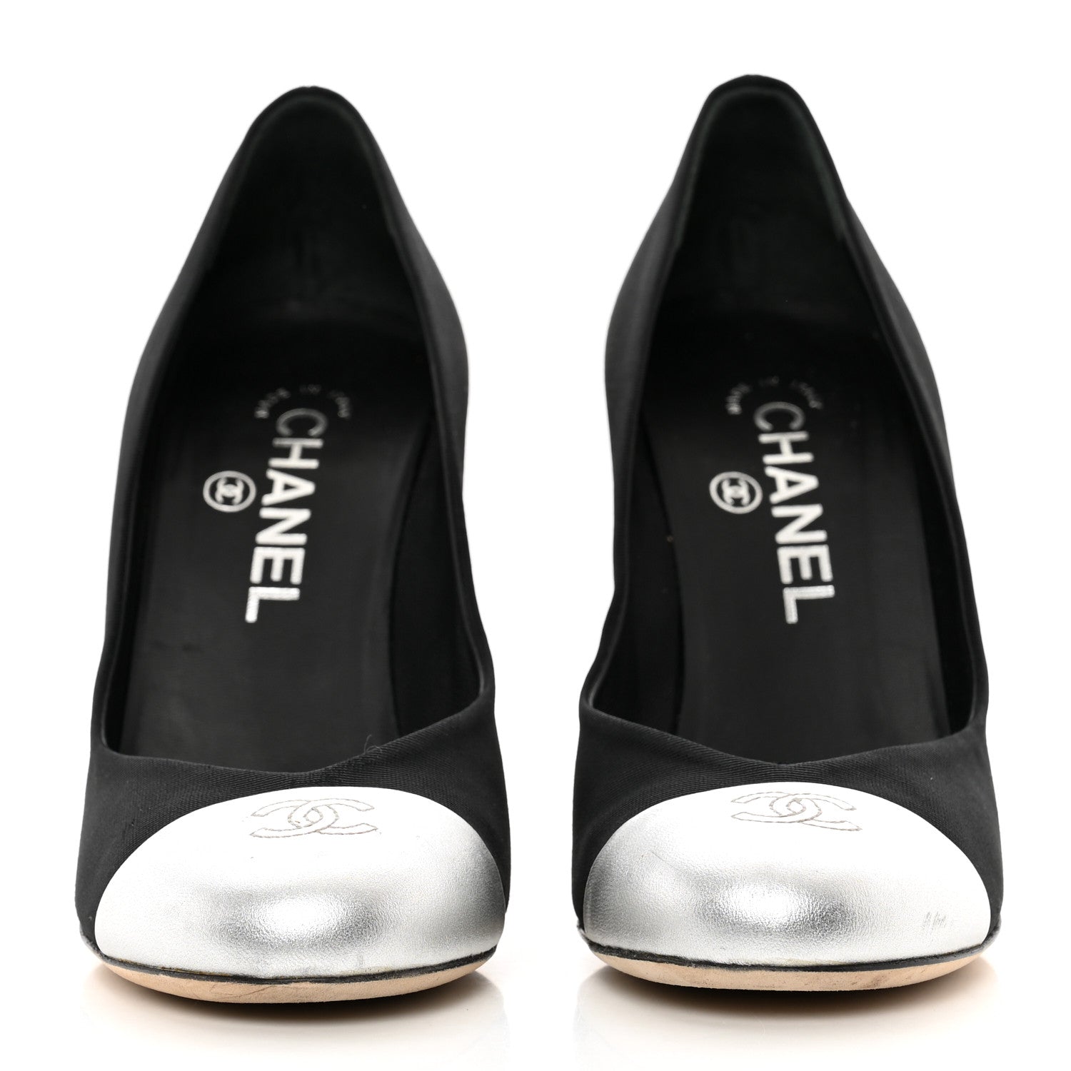 Chanel Cap Toe Pumps 37.5 Black Silver 2 of 9