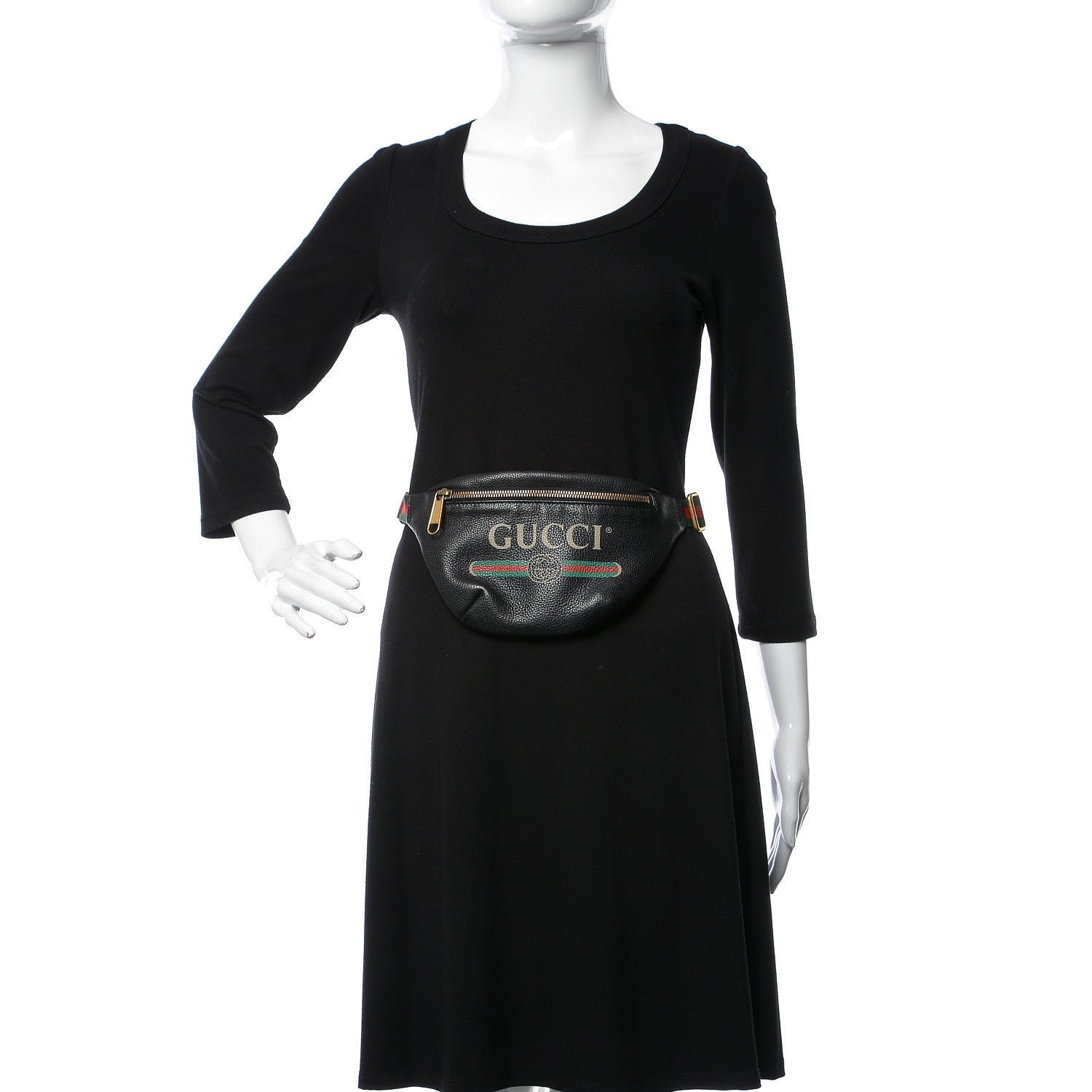 Gucci Grained Calfskin Small Logo Belt Bag Black 2 of 7