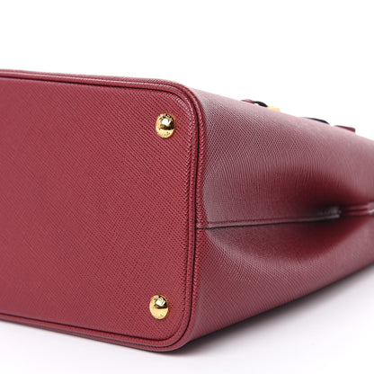 Prada Saffiano Cuir Small Double Bag Cherry Black 9 of 10