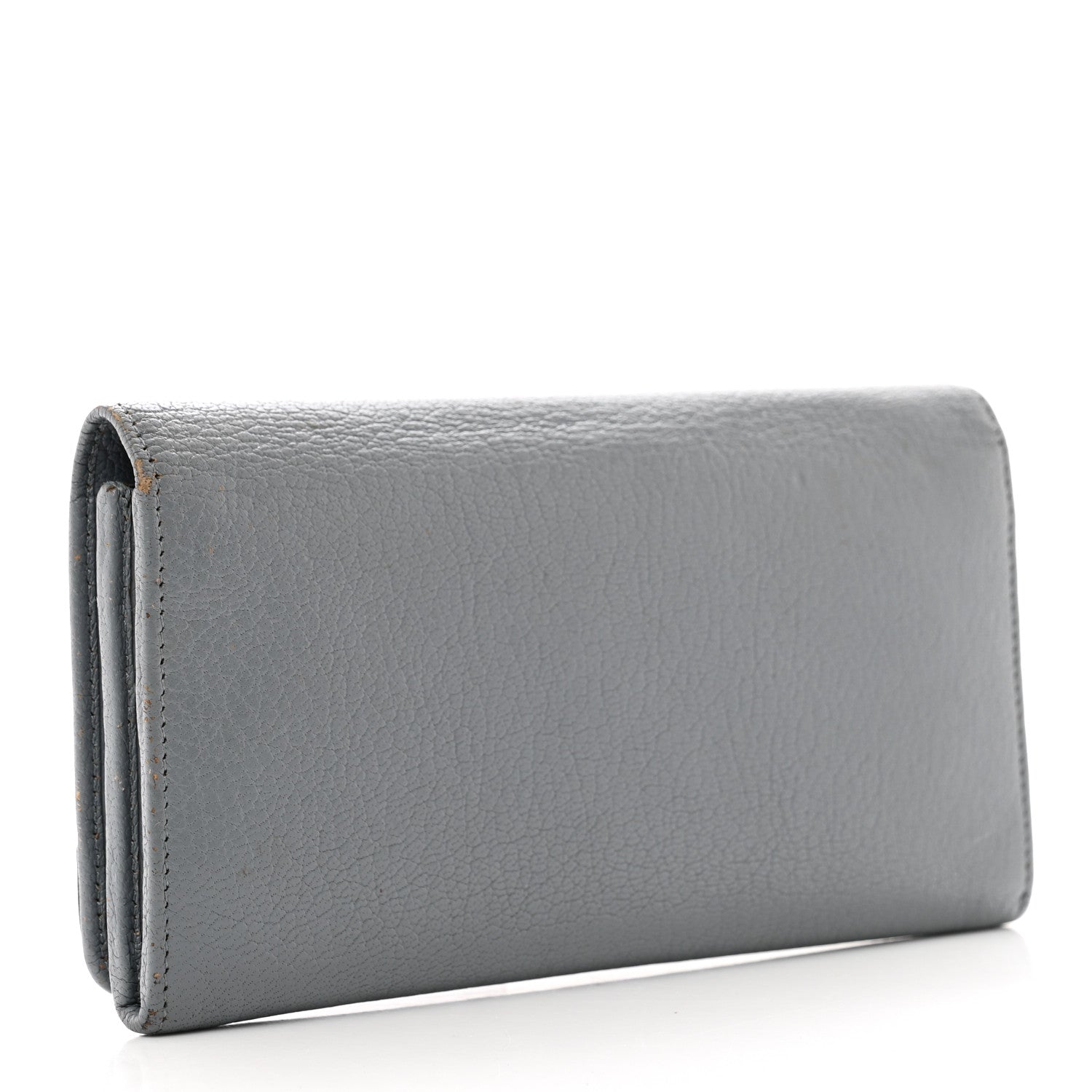 Balenciaga Chevre Gold Metallic Edge Hardware Continental Flap Wallet Bleu Acier 3 of 15