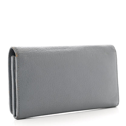 Balenciaga Chevre Gold Metallic Edge Hardware Continental Flap Wallet Bleu Acier 3 of 15