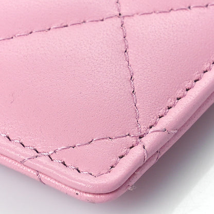 Chanel Lambskin Quilted Chanel Card Holder On Chain Pink 9 of 10