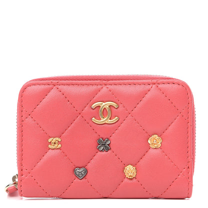 Chanel Lambskin Lucky Charms Zip Coin Purse Pink 1 of 6