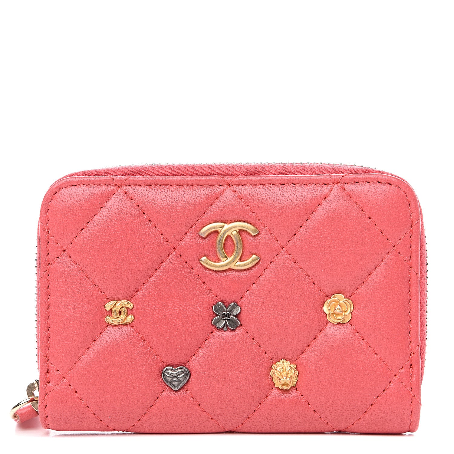 Chanel Lambskin Lucky Charms Zip Coin Purse Pink 1 of 6