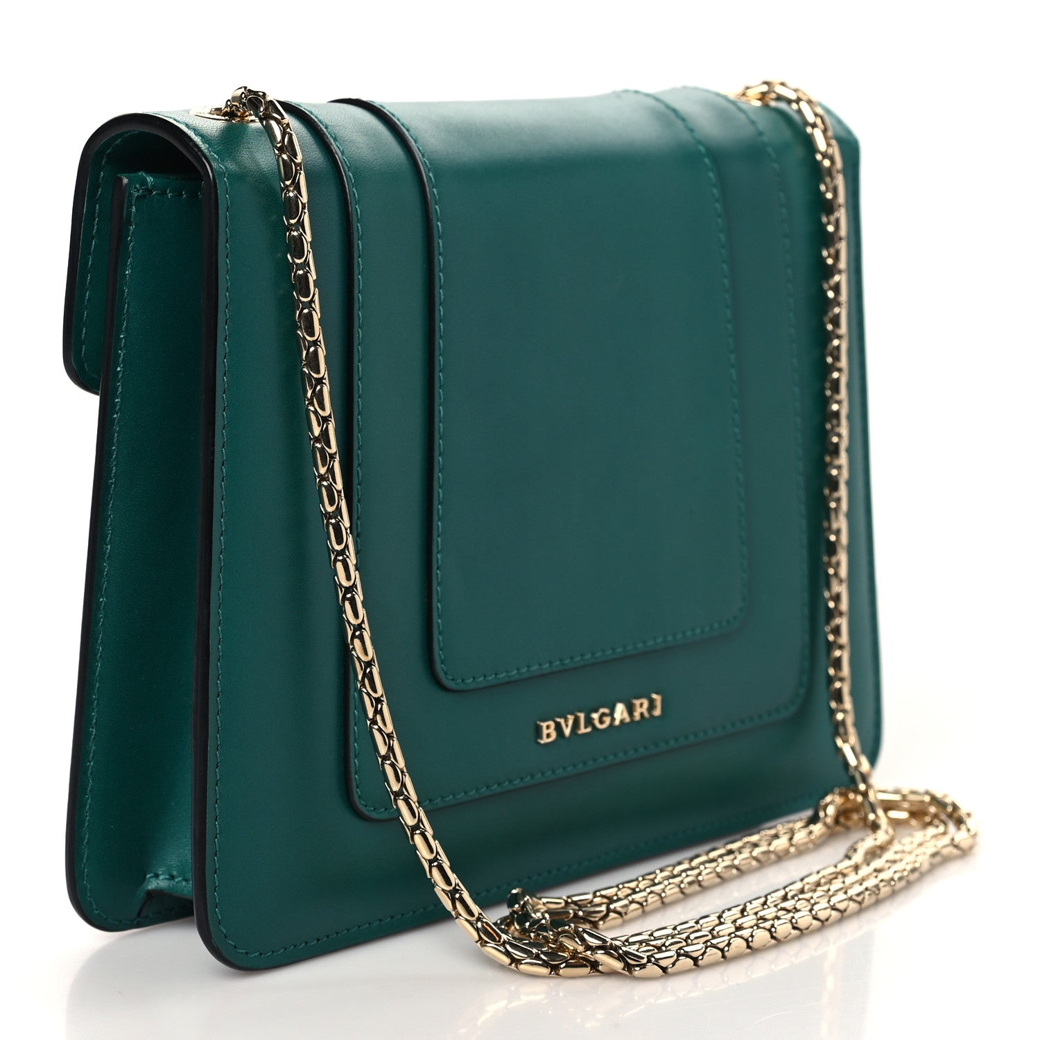 Bulgari Calfskin Small Serpenti Forever Snake Strap Crossbody Bag Emerald Green 3 of 8
