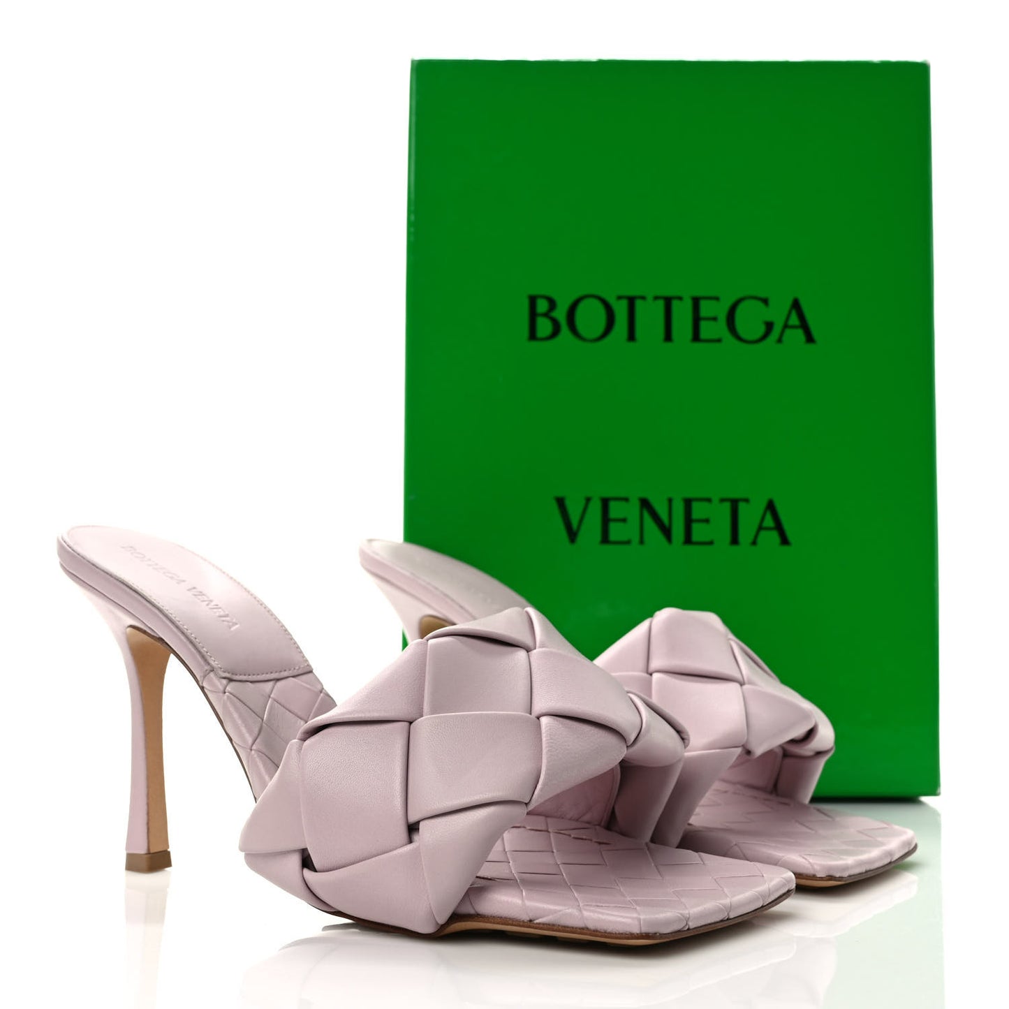 Nappa Maxi Intrecciato Lido 90mm Mule Sandals 40 Magnolia