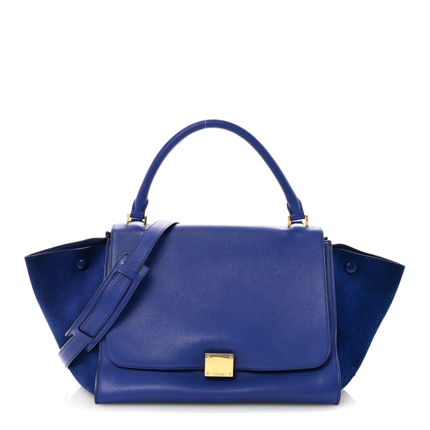 Drummed Calfskin Suede Medium Trapeze Indigo