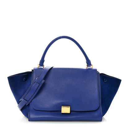 Celine Drummed Calfskin Suede Medium Trapeze Indigo 1 of 9