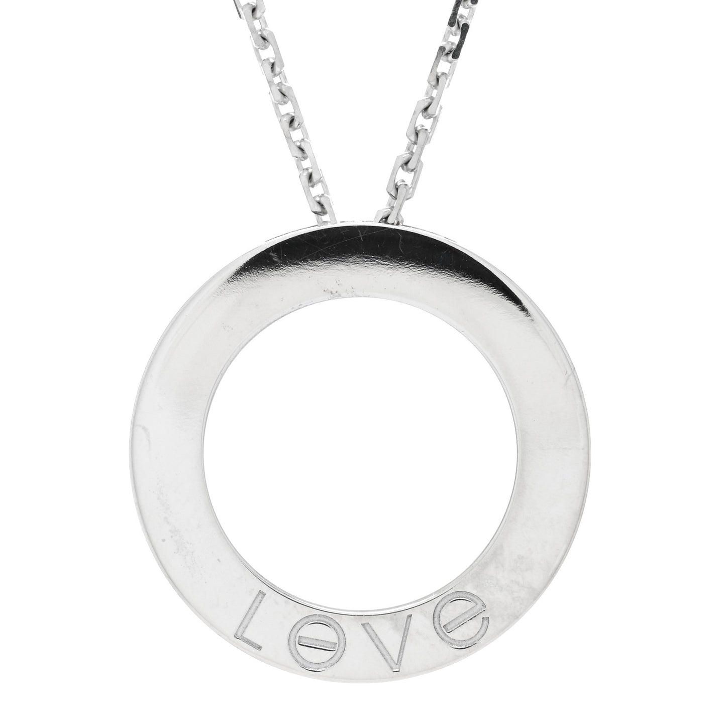 18K White Gold LOVE Pendant Necklace