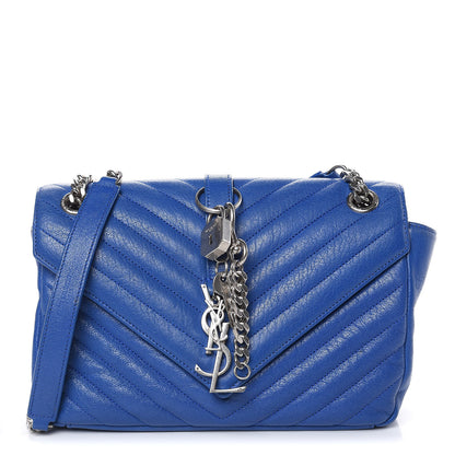 Saint Laurent Sheepskin Matelasse Medium Monogram College Punk Chain Satchel Blue Majorelle 1 of 16
