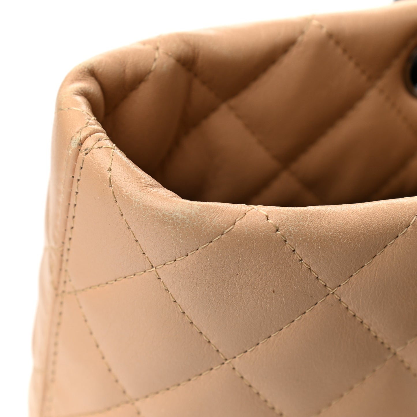 Calfskin Quilted Medium Cambon Tote Beige Black