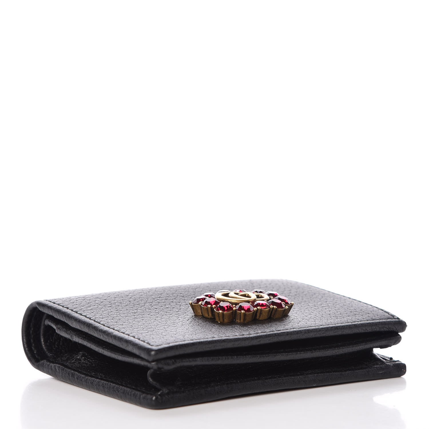 Gucci Calfskin Crystal Double G Card Case Black 4 of 10