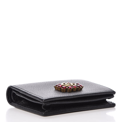 Gucci Calfskin Crystal Double G Card Case Black 4 of 10