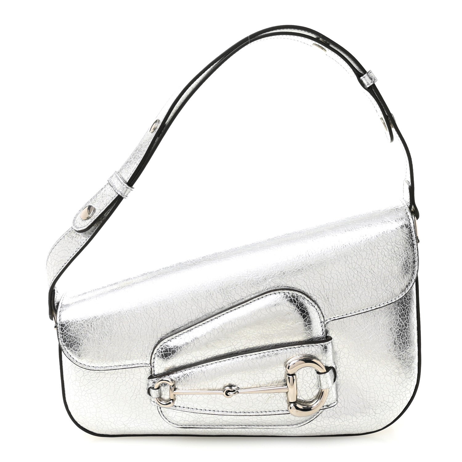 Gucci Metallic Demetra Small Horsebit 1955 Asymmetric Shoulder Bag Silver 1 of 10