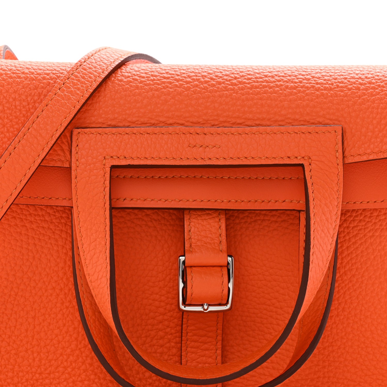Hermes Taurillon Clemence Halzan 25 Orange Minium 8 of 13