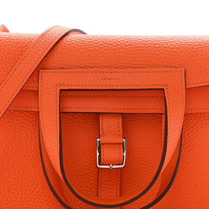 Hermes Taurillon Clemence Halzan 25 Orange Minium 8 of 13