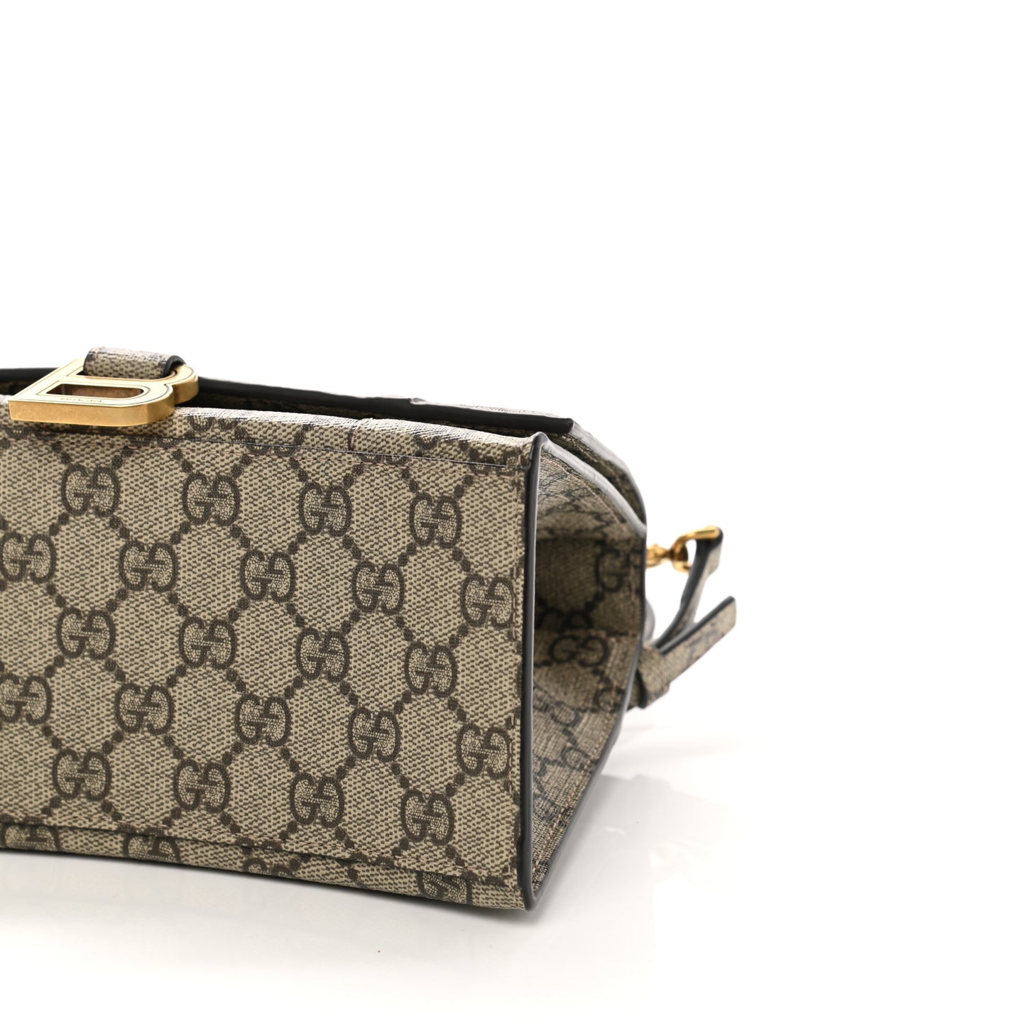 X GUCCI GG Supreme Monogram Small Hourglass Top Handle Bag Beige Ebony