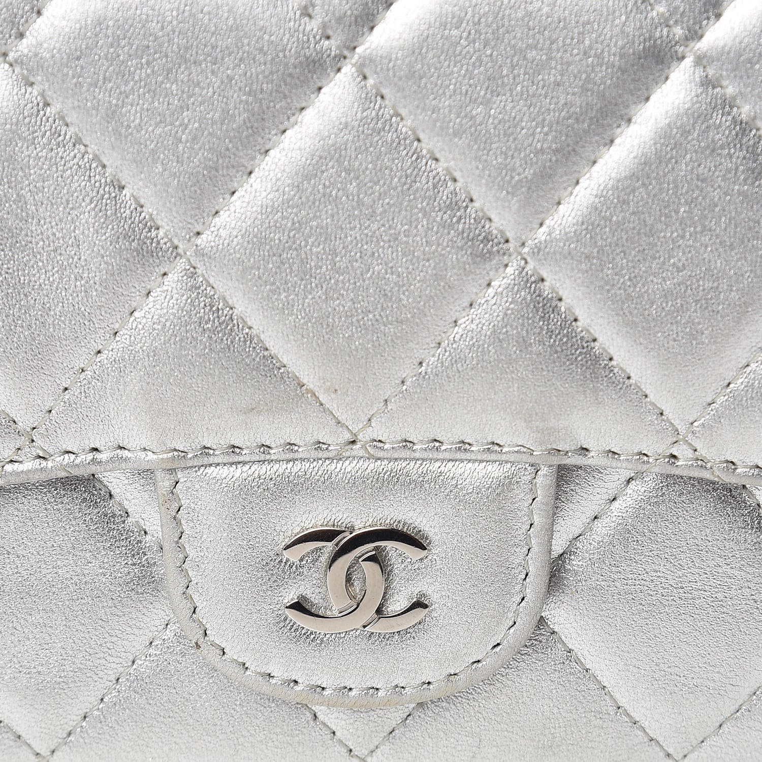 Chanel Metallic Lambskin Quilted Long Flap Wallet Silver 10 of 18